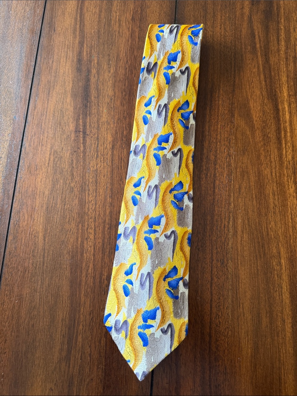 J. Garcia Yellow‎ Blue Floral Silk Tie